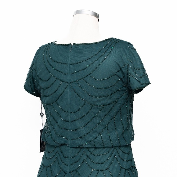 Adrianna Papell - Beaded Blouson Dolman-Sleeve Gown - Picture 8 of 12